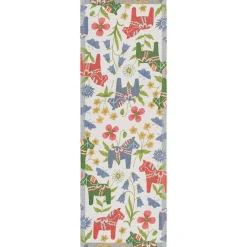 Blomsterhäst löpare 35X100 – Ekologisk bomull med dalahästmotiv
