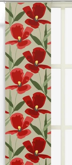 Blomsterskrud culla röd panelgardiner