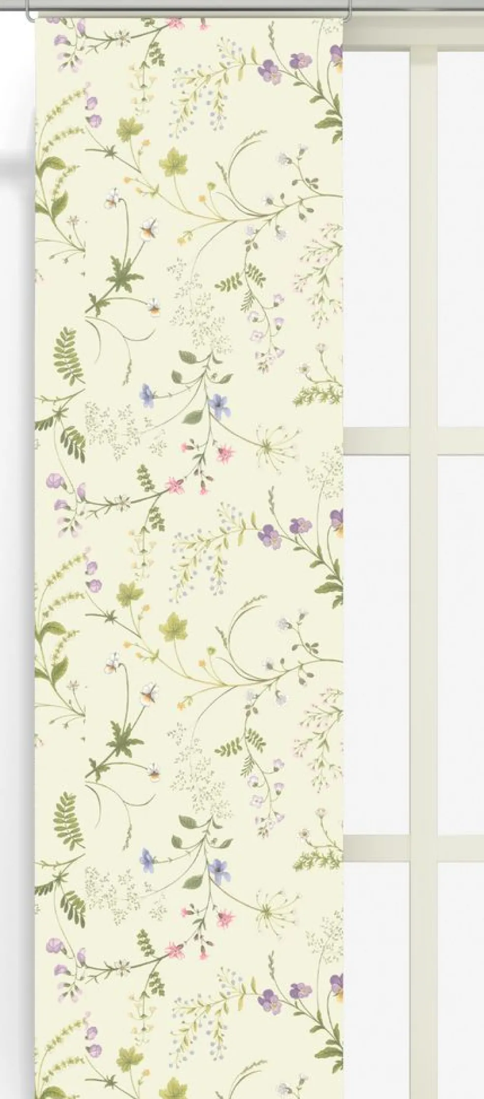 Blomsteryra gul panelgardiner
