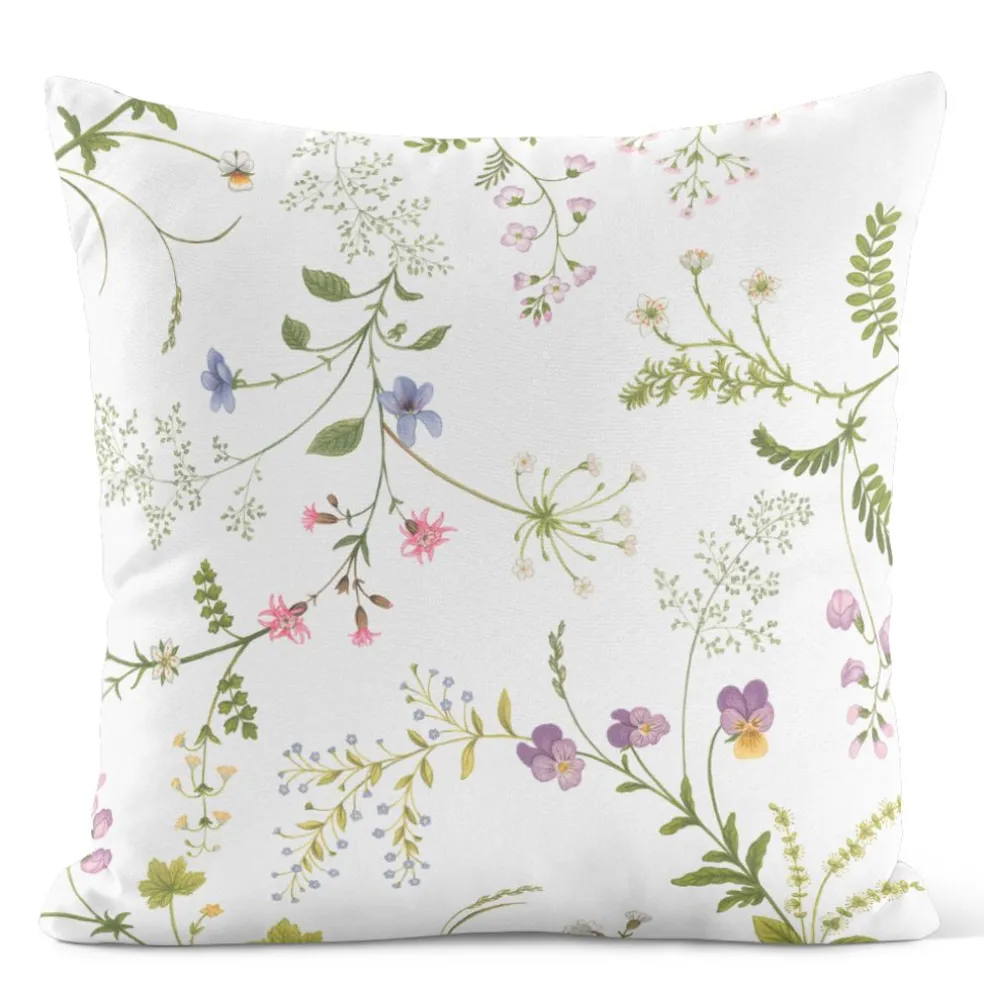 Blomsteryra vit kuddfodral