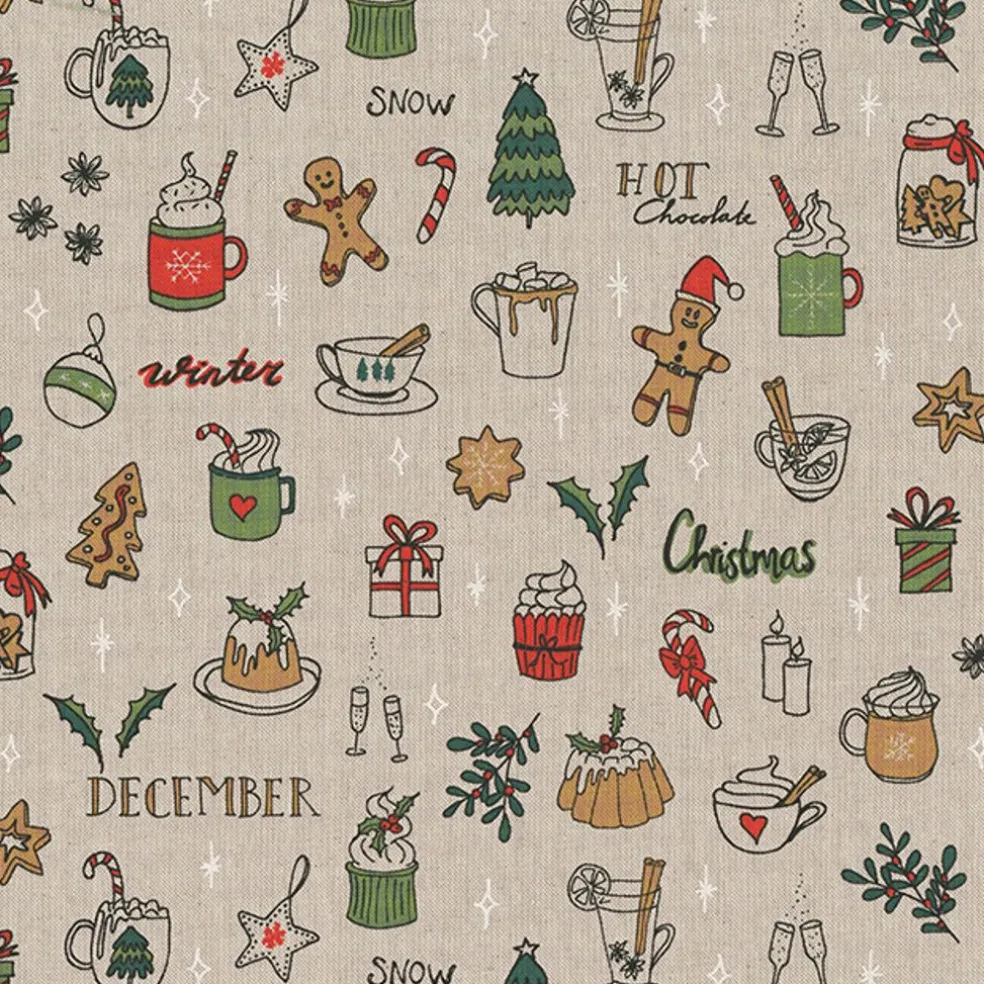 Christmas doodle tyg