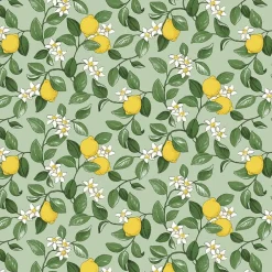 Citronlycka grön tyg med citroner
