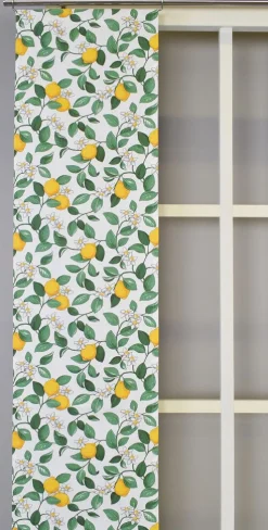 Citronlycka vit panelgardiner med citroner