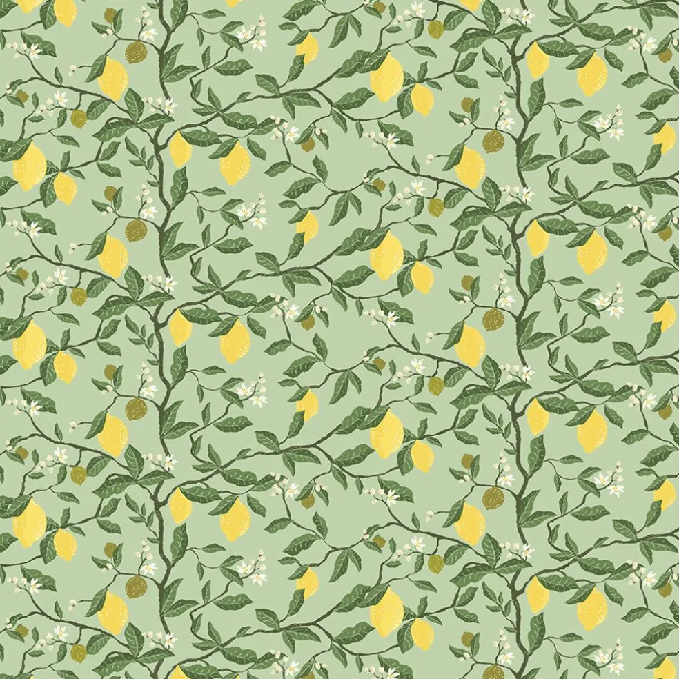 Citronträd grön - tyg med citroner