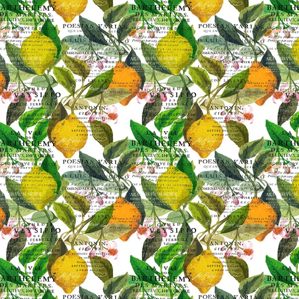 Citrus offwhite tyg – Ljus elegans med citrusdetaljer