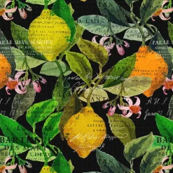 Citrus svart tyg – Elegans med färgstarka citrusdetaljer