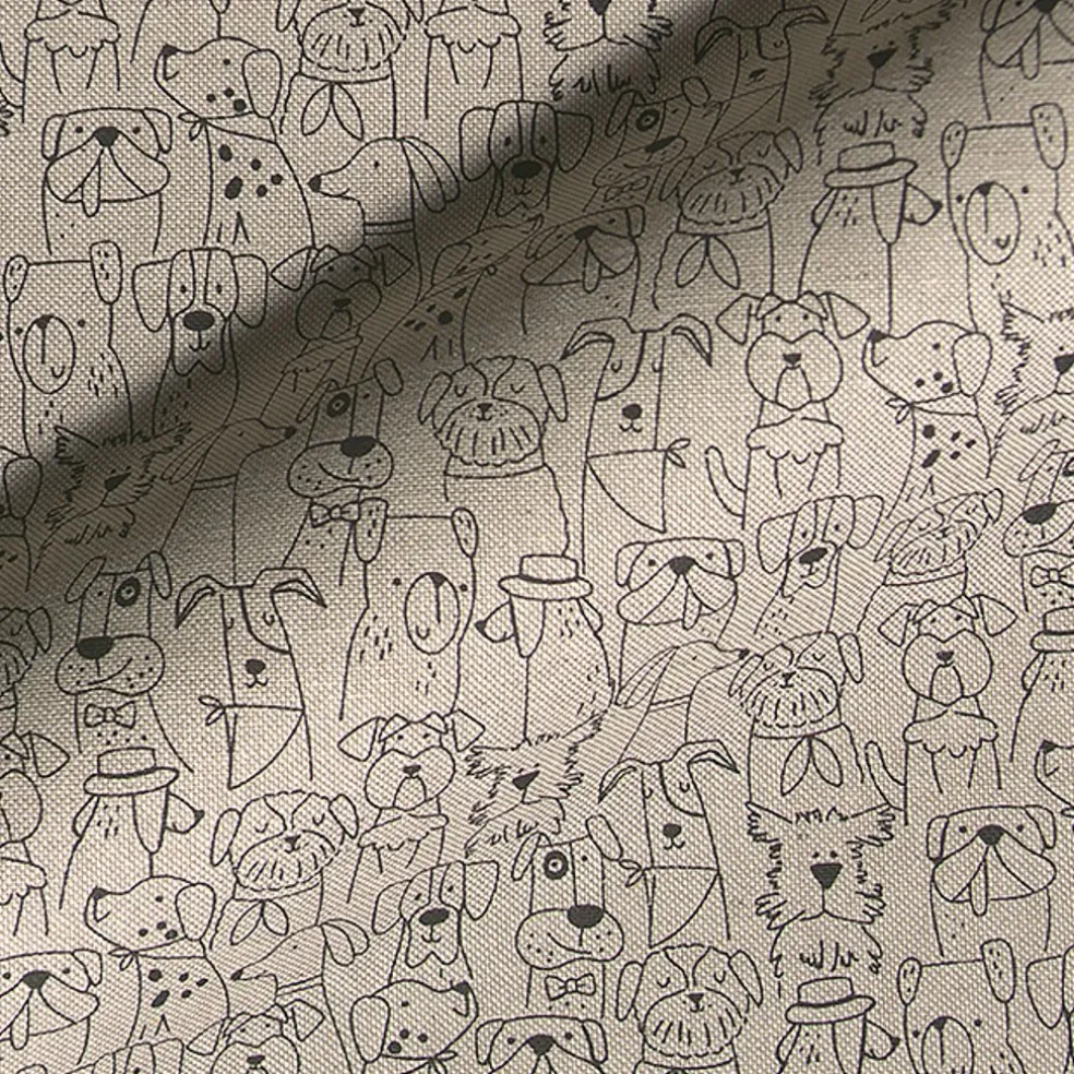 Dog cartoon tyg med tecknade hundar