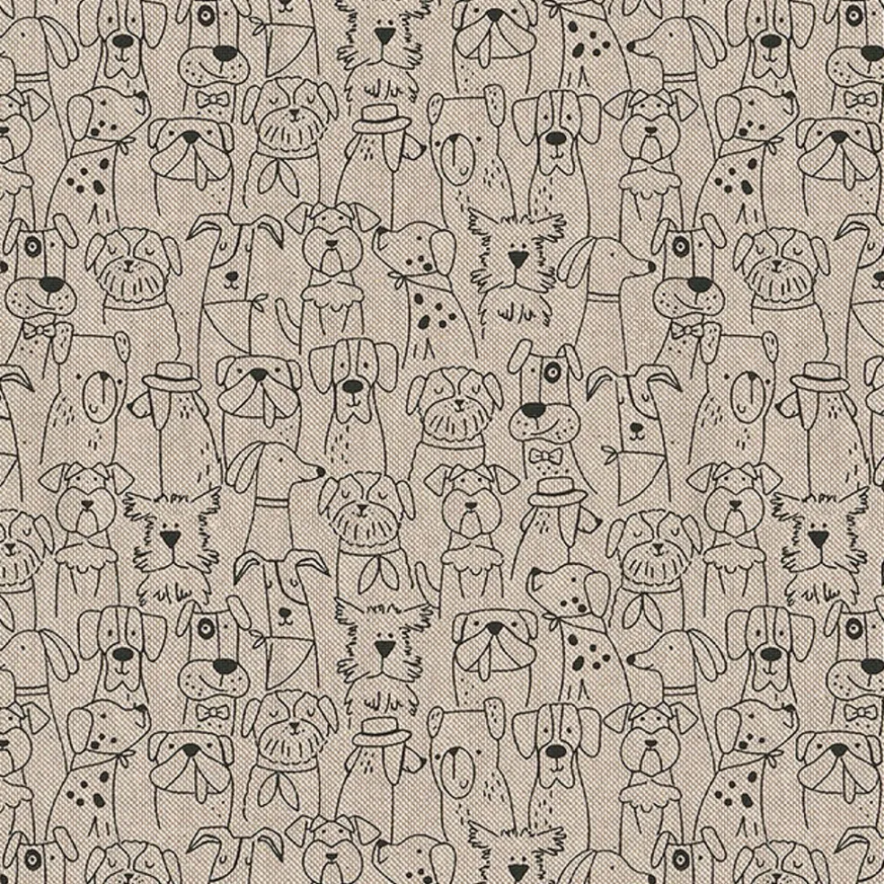 Dog cartoon tyg med tecknade hundar