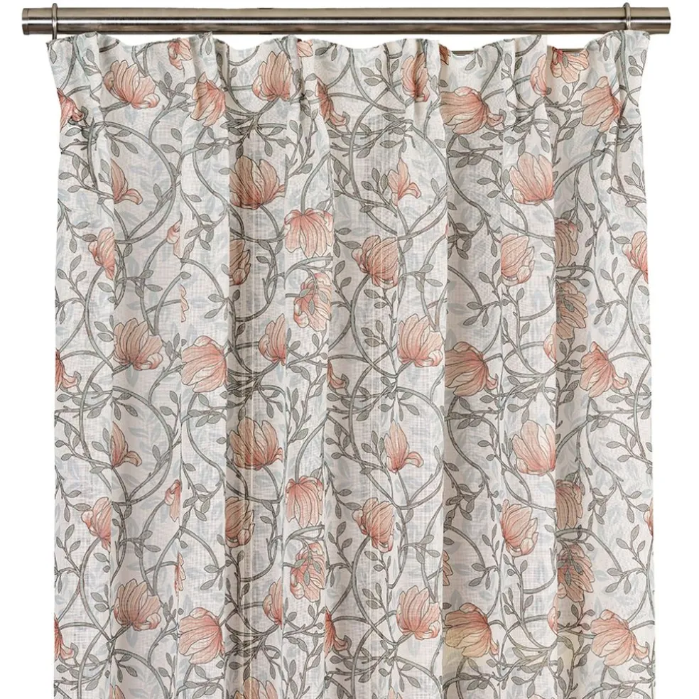 Emma grön skira gardiner med blomstermönster 140x250cm