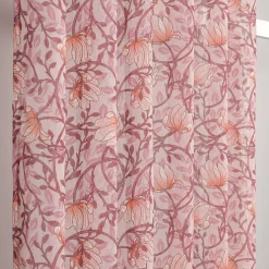 Emma rosa skira gardiner med blomstermönster 140x250cm