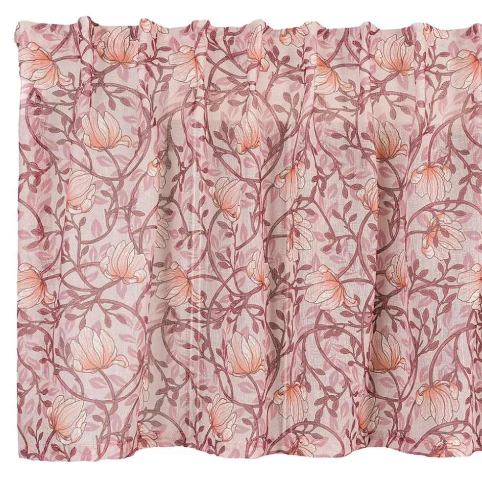 Emma rosa skir gardinkappa med blomstermönster 50x250cm