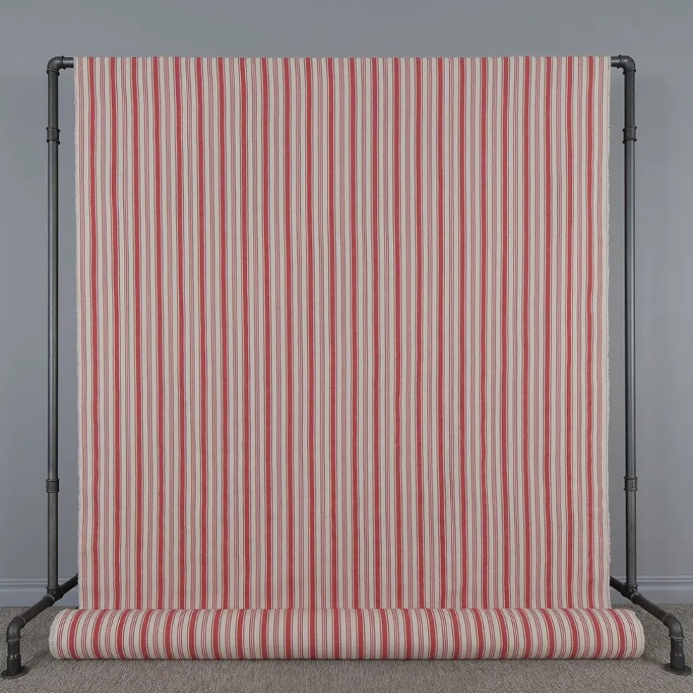 Eugene röd-beige randigt tyg