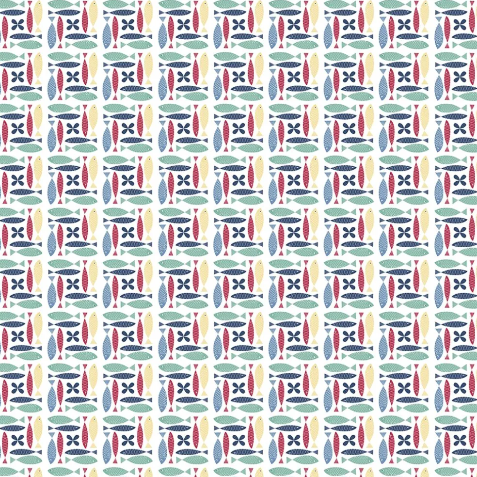 Fina fisken multi tyg – färgstarkt och lekfullt designat med retro känsla