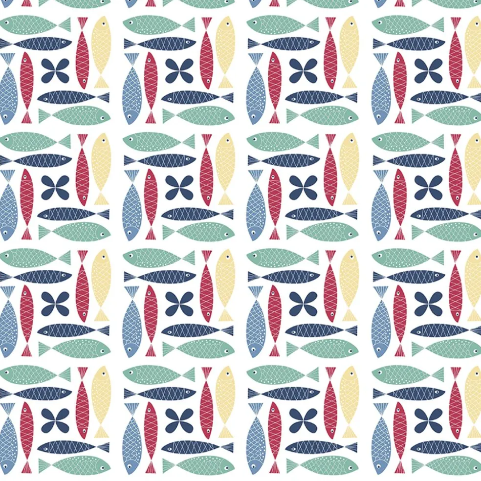 Fina fisken multi tyg – färgstarkt och lekfullt designat med retro känsla