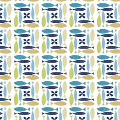 Fina fisken turkos tyg – lekfullt designat med retro känsla