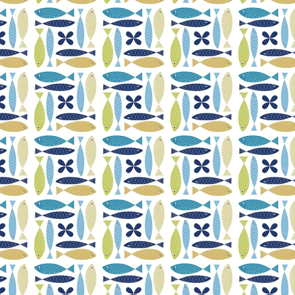 Fina fisken turkos tyg – lekfullt designat med retro känsla
