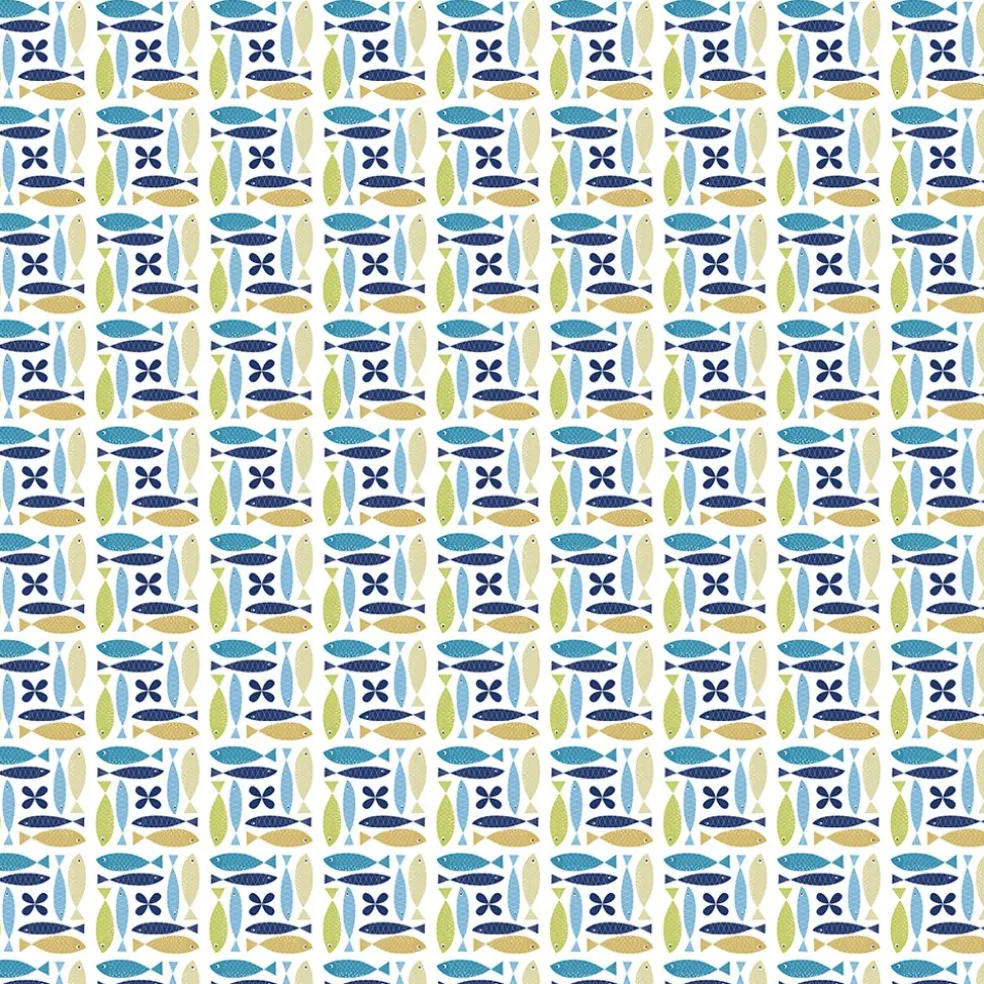 Fina fisken turkos tyg – lekfullt designat med retro känsla