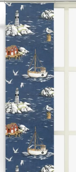 Fiskeskär mörkblå panelgardiner
