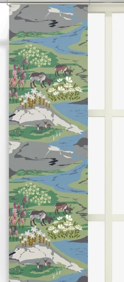 Fjällängar grå-grön panelgardiner