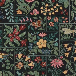 Folklore patch flowers svart möbeltyg