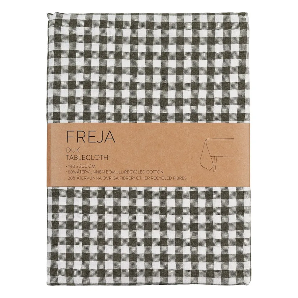 Freja grön bordsduk smårutig duk