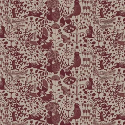 Fýri beige-röd linnelook tyg