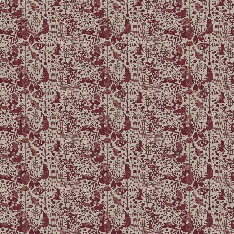 Fýri beige-röd linnelook tyg