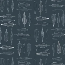 Frostblad blå tyg – metervara med bladmotiv