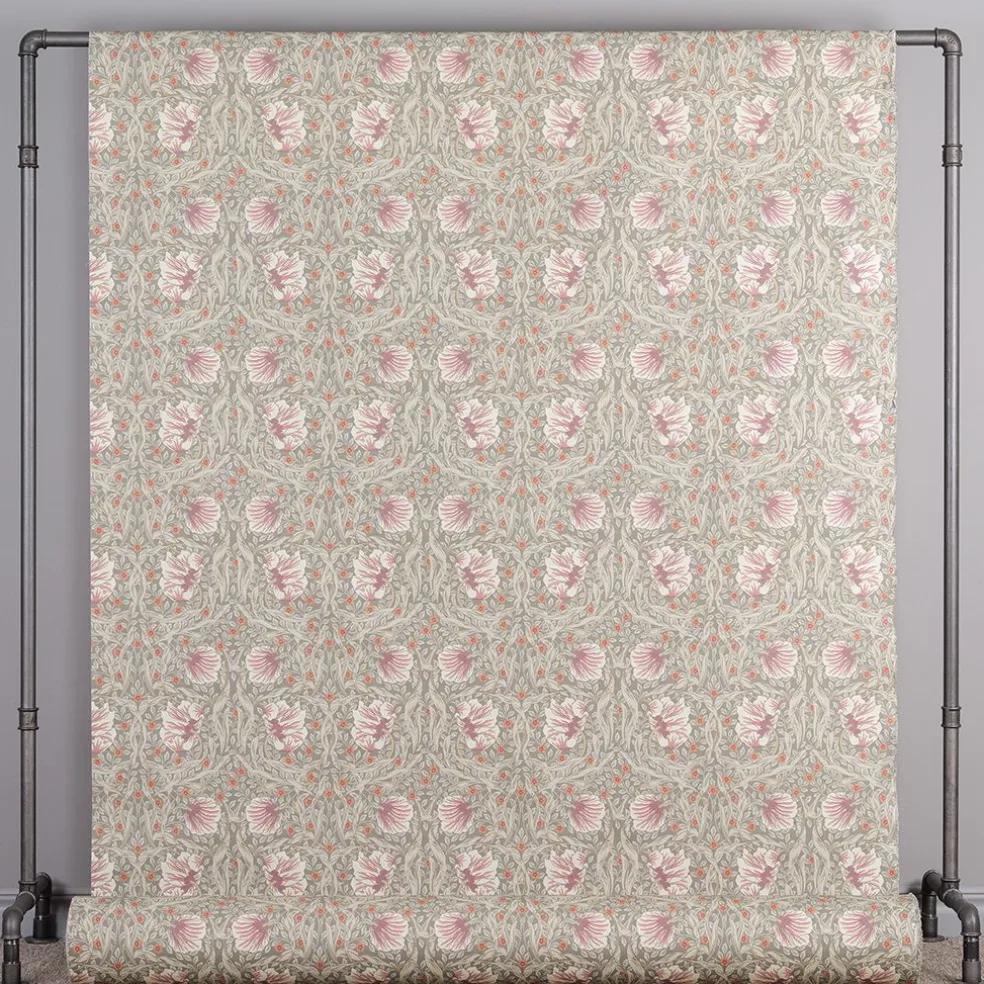 Grace dimmgrön tyg - Klassisk blommig Arts and Crafts design
