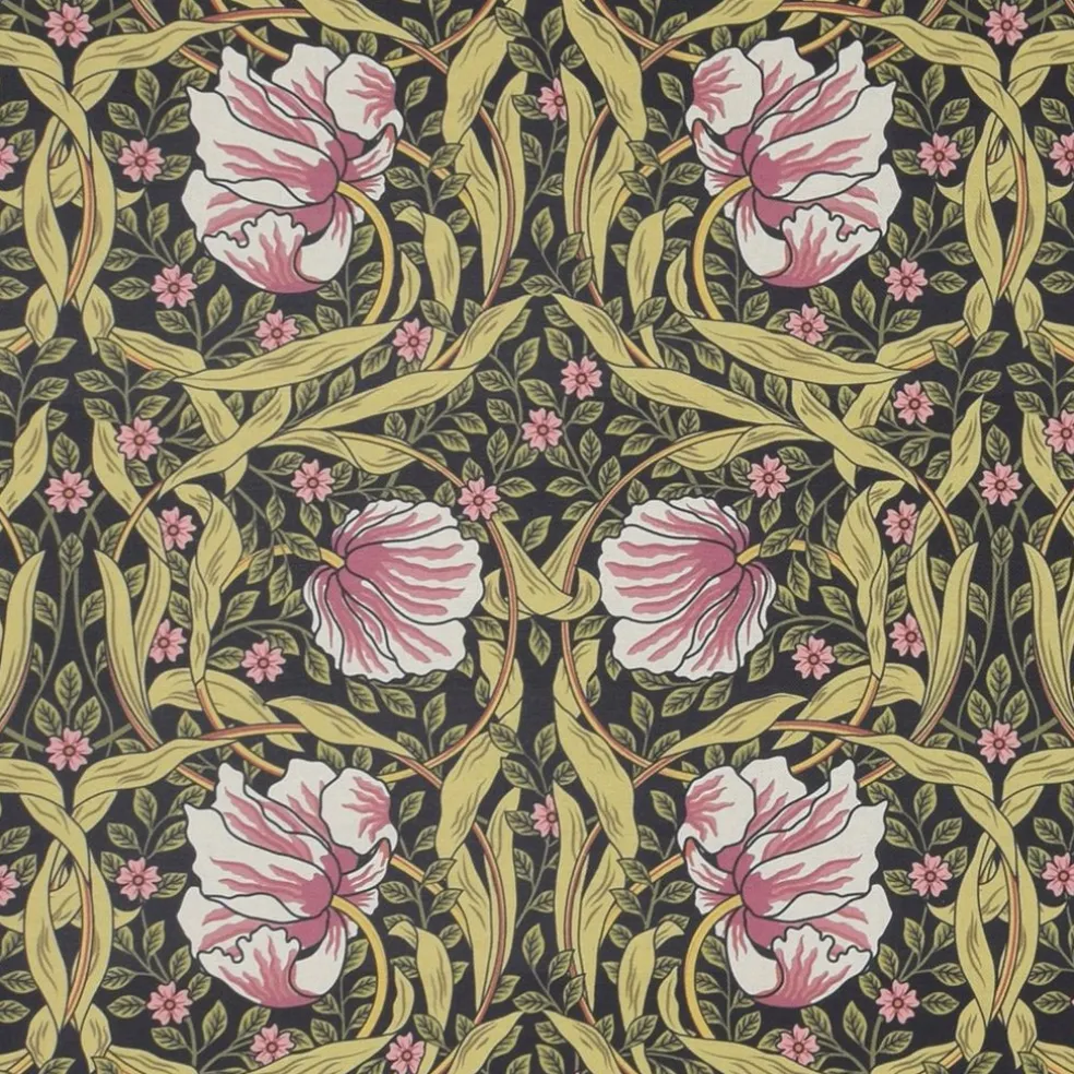 Grace rosa/grön tyg - Klassisk blommig Arts and Crafts design