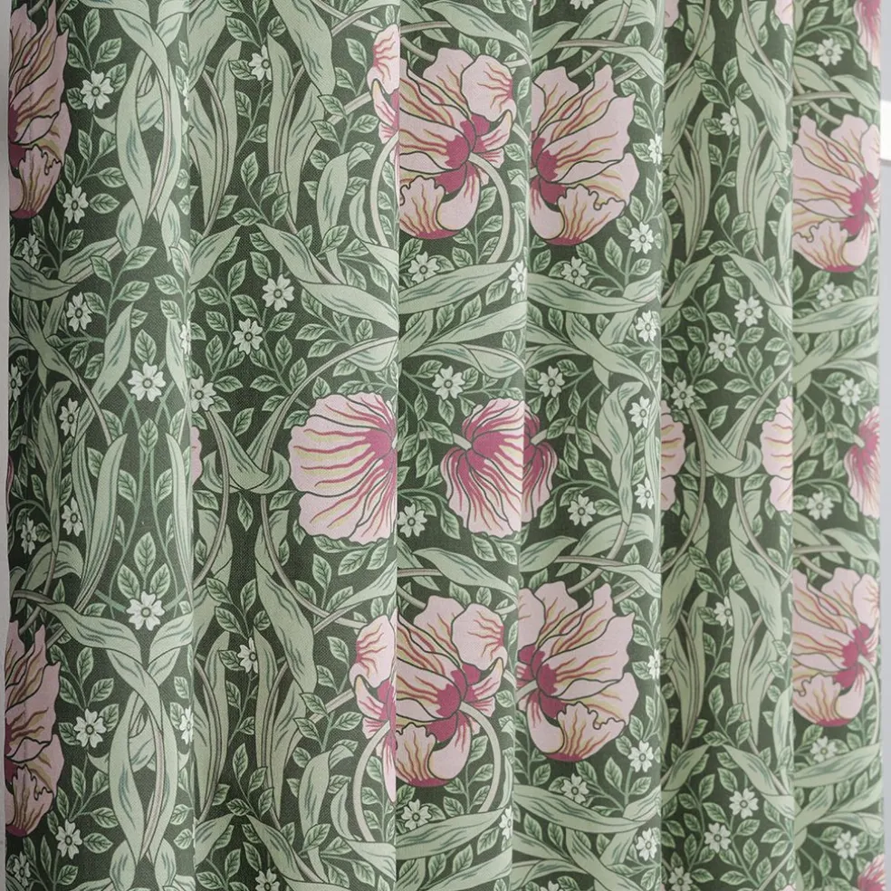 Grace rosa/ljusgrön gardiner - Klassisk blommig Arts and Crafts design