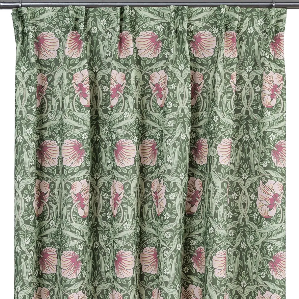 Grace rosa/ljusgrön gardiner - Klassisk blommig Arts and Crafts design