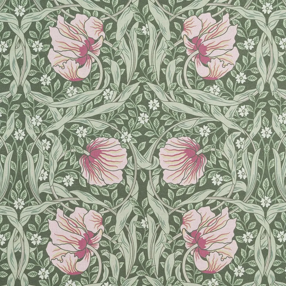Grace rosa/ljusgrön tyg - Klassisk blommig Arts and Crafts design