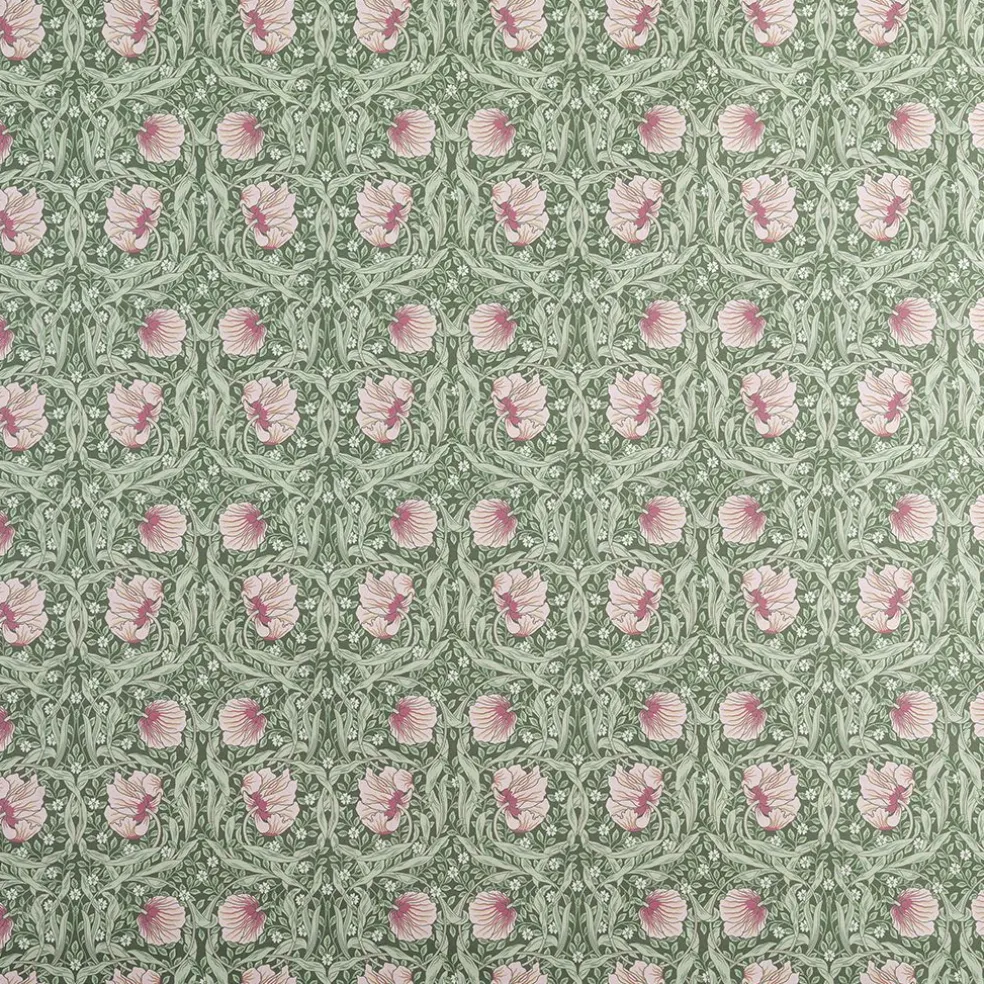 Grace rosa/ljusgrön tyg - Klassisk blommig Arts and Crafts design