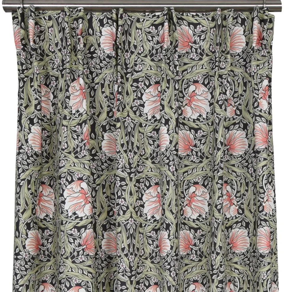 Grace svart gardiner - Klassisk blommig Arts and Crafts design