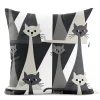 Kitty grå kuddfodral med retro katter