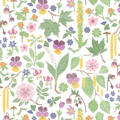 Kungsljus multi – blommigt tyg med nordisk flora