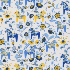 Leksand mini Sverige tyg med traditionellt dalahästtryck