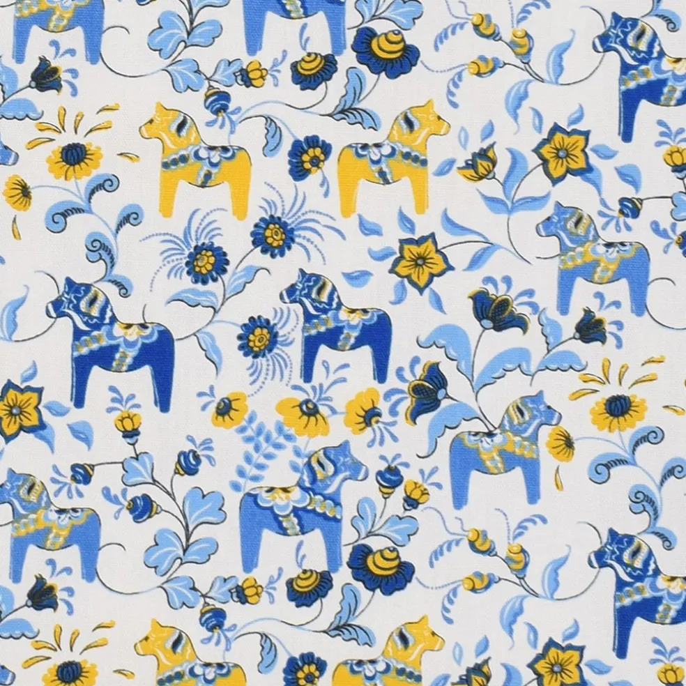 Leksand mini Sverige tyg med traditionellt dalahästtryck