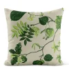 Liv beige-grön kuddfodral i linnelook med naturmotiv
