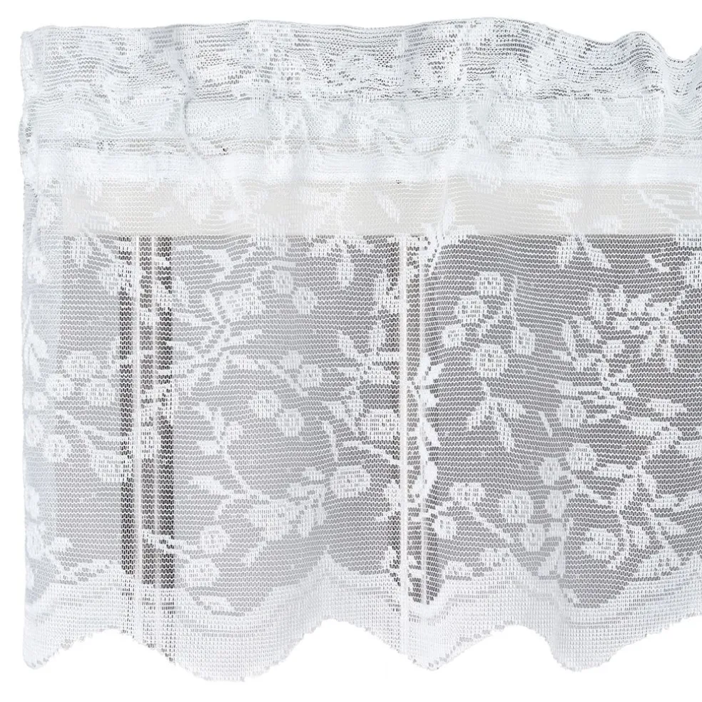 Lize offwhite spets kappmetervara 30 cm vit – klassisk gardinkappa