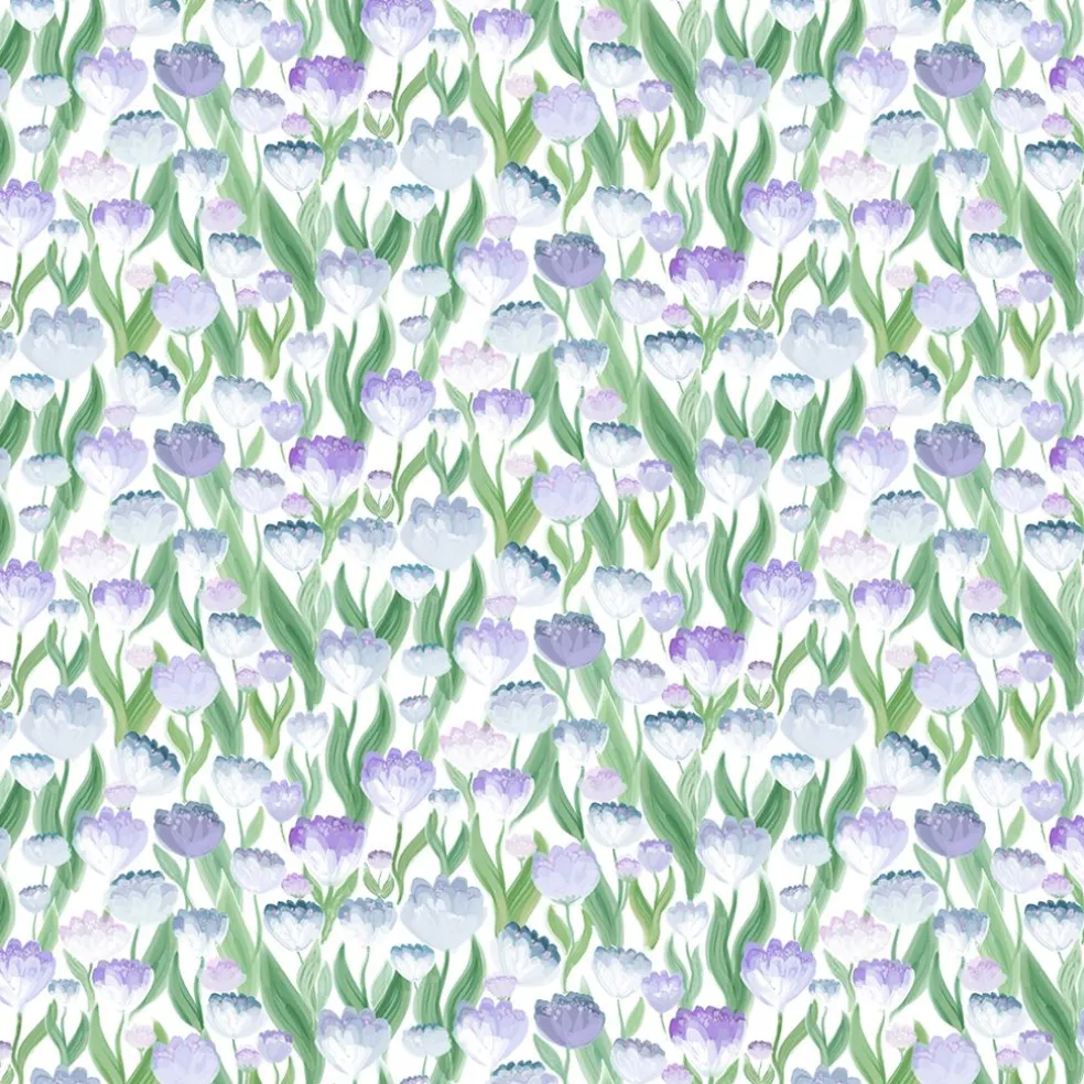 Ljuvligt blå – blommigt tyg i mjuka blå och lila toner