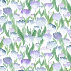 Ljuvligt blå – blommigt tyg i mjuka blå och lila toner