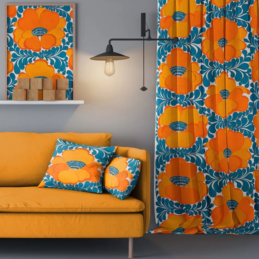 Love blå-orange gardiner