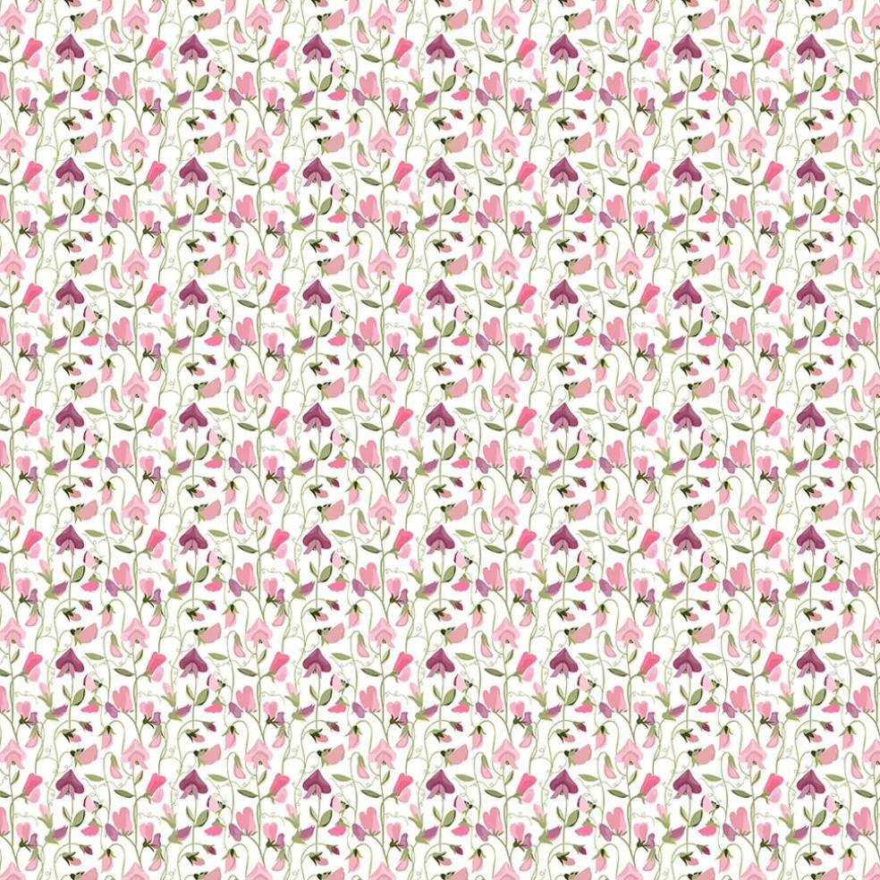Luktärt rosa – blommigt tyg med klättrande luktärter