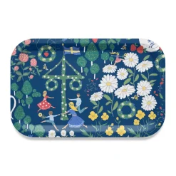 Midsommardans blå bricka 27×20cm