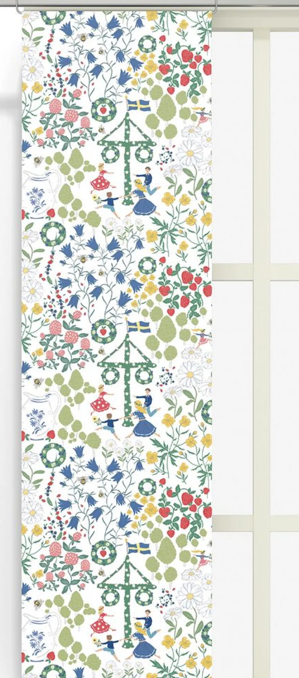 Midsommardans vit panelgardiner