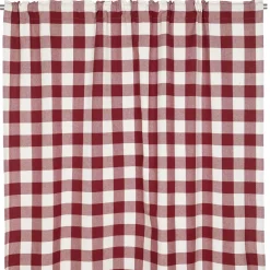 Moa röd rutiga gardiner i återvunnet material 140x250cm
