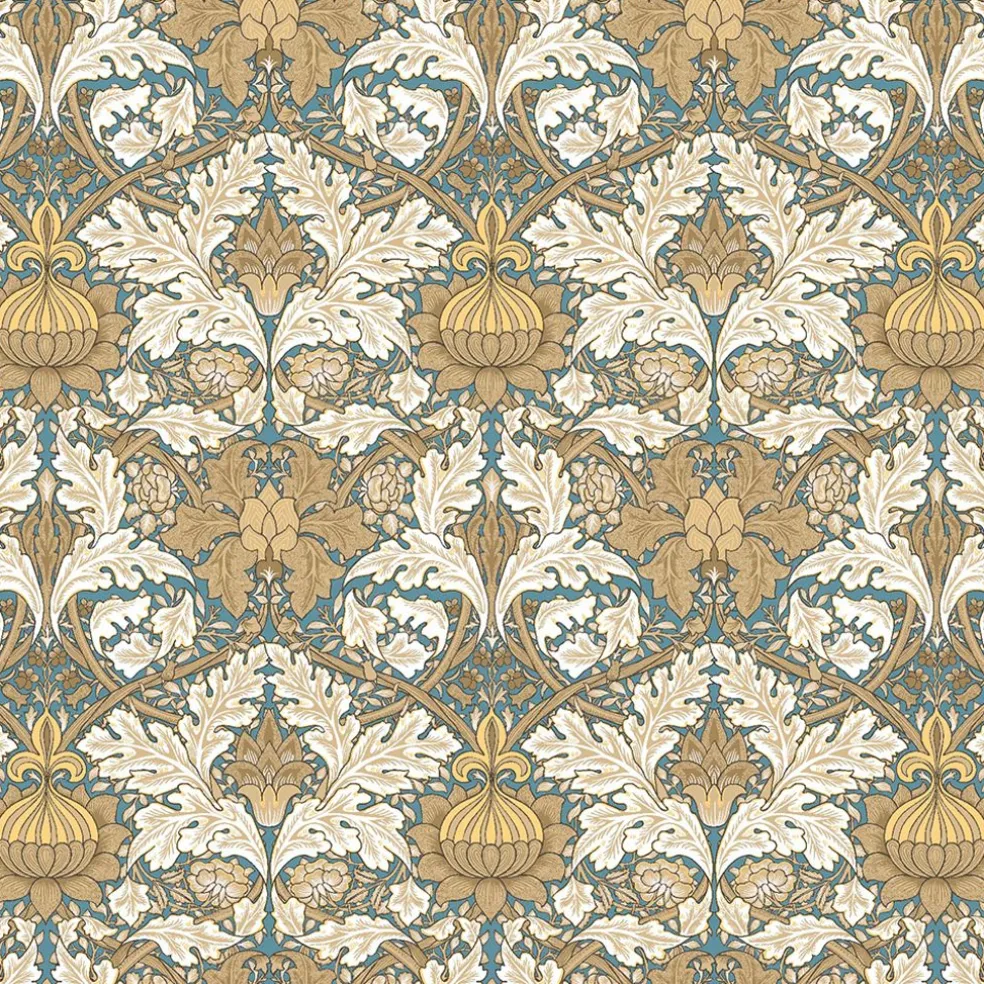 Opulence tyg -Slingrande blad, blommor och ornament