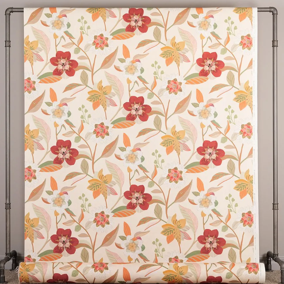 Paths tyg - ett tyg med blomster i varm färgskala